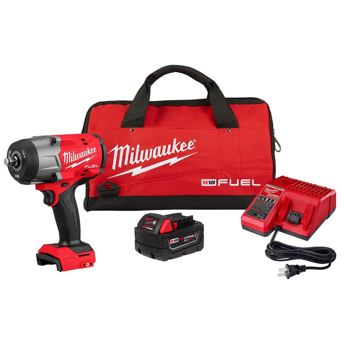 M18 FUEL 1/2" High Torque Impact Wrench w/ Friction Ring Kit (1) XC5.0 &
