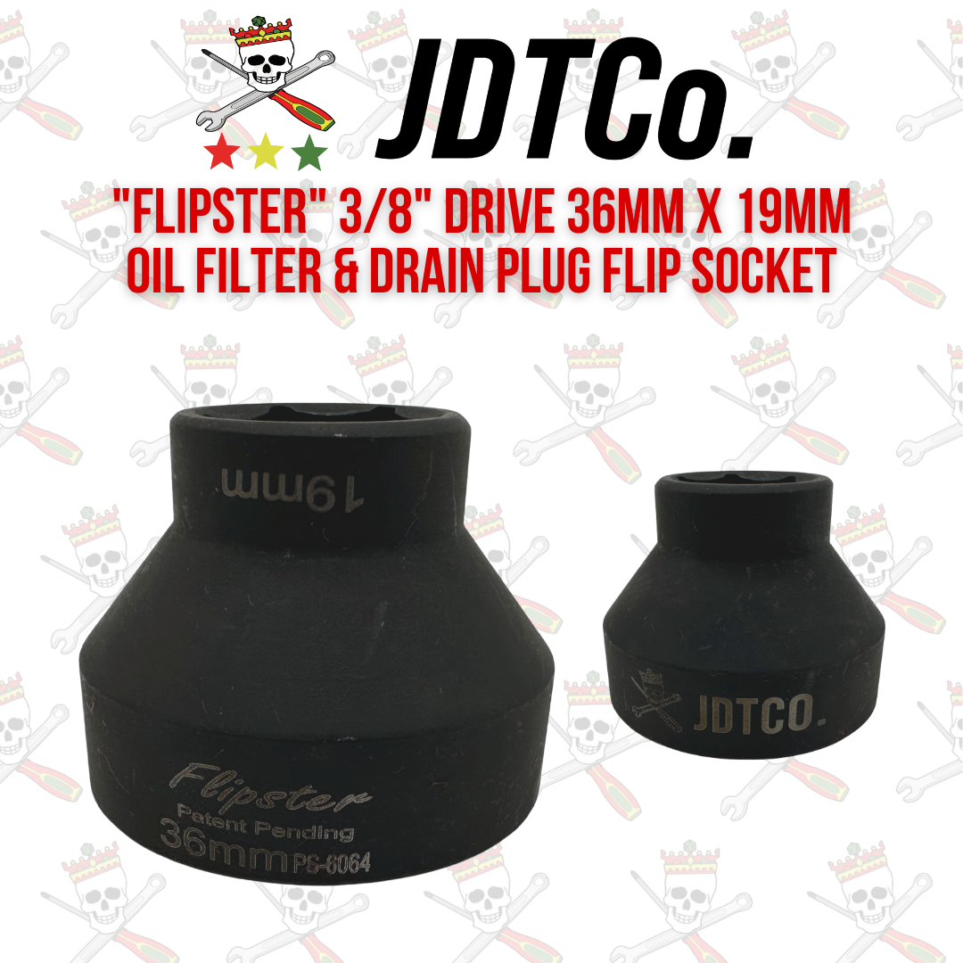 JDTCo. "Flipster" 3/8" Drive 36mm x 19mm Oil Filter & Drain Plug Flip Socket