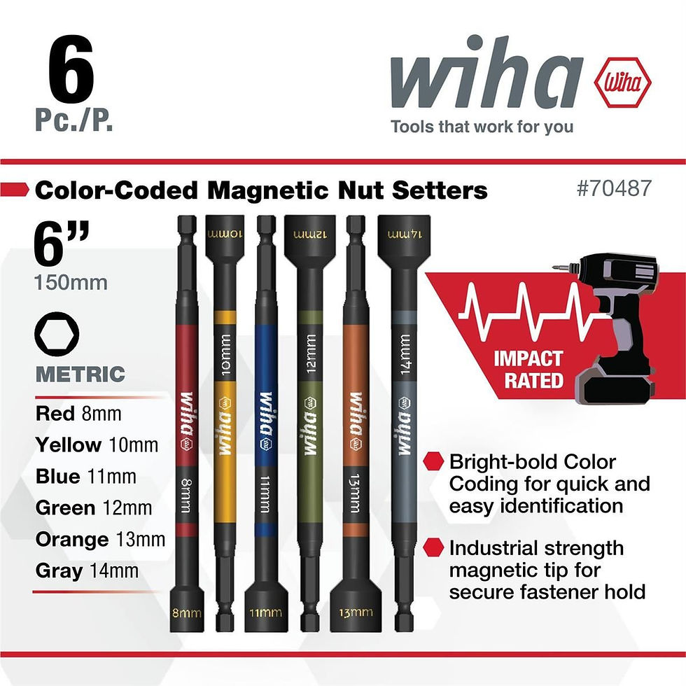 Thumbnail: Wiha 6 Pc Metric Color Coded Magnetic Nut Setter Set