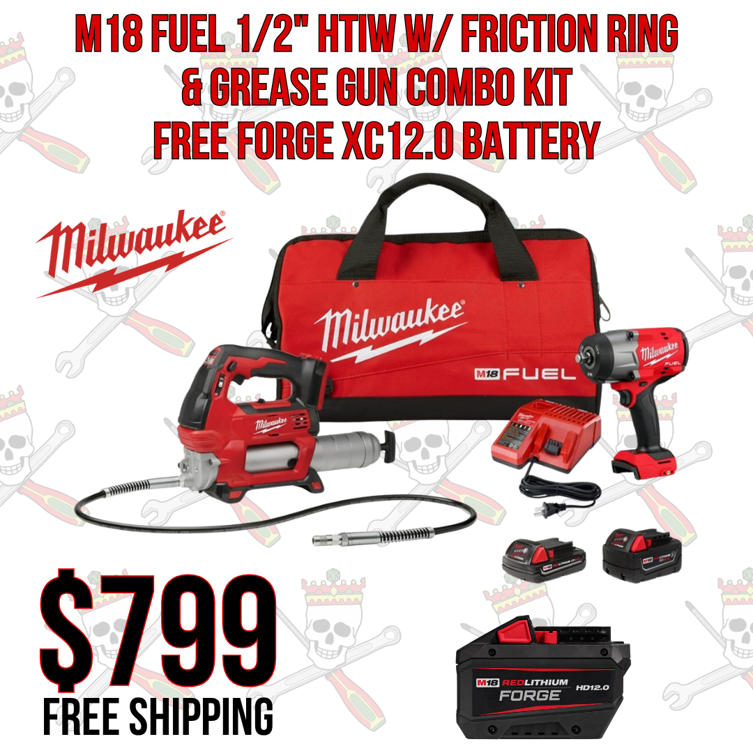 M18 FUEL 1/2" HTIW w/ Friction Ring & Grease Gun Kit + Free Forge XC12.0 Battery