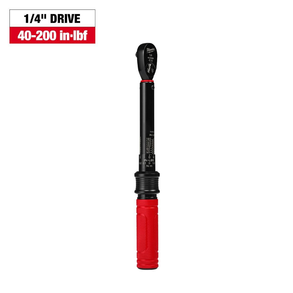 Milwaukee 1/4 Inch Drive Click Torque Wrench 40-200 in-lbf