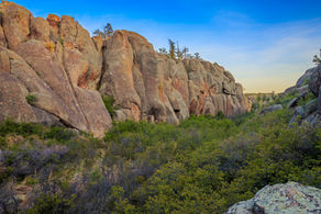 Light shines a yellow hue on Penitente canyon