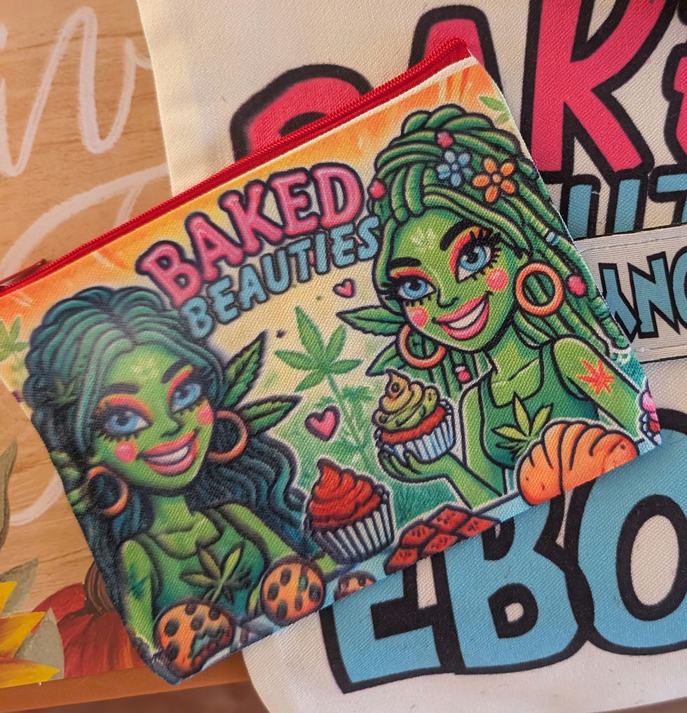 Thumbnail: Baked Beauties Custom  Logo 2 Canvas Zip Bag with colored Zipper and name 