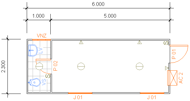 Containers Desmontáveis Fladafi - Modelo 6.100 - Um sanitário, um lavatório