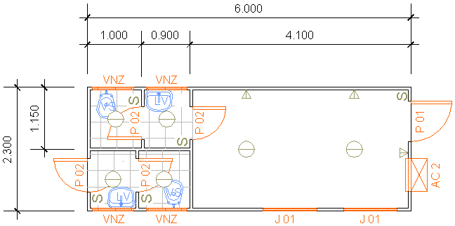 Containers Desmontáveis Fladafi - Modelo 6.200 AEI - Dois sanitários, dois lavatórios