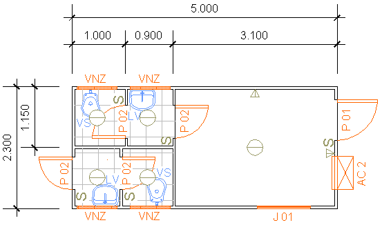 Containers Desmontáveis Fladafi - Modelo 5.200 AEI - Dois sanitários, dois lavatórios