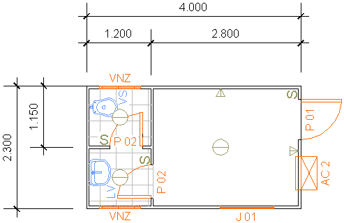 Containers Desmontáveis Fladafi - Modelo 4.100 A - Um sanitário, um lavatório