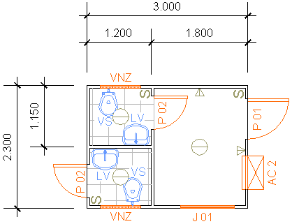 Containers Desmontáveis Fladafi - Modelo 3.200 EI - Dois sanitários, dois lavatórios