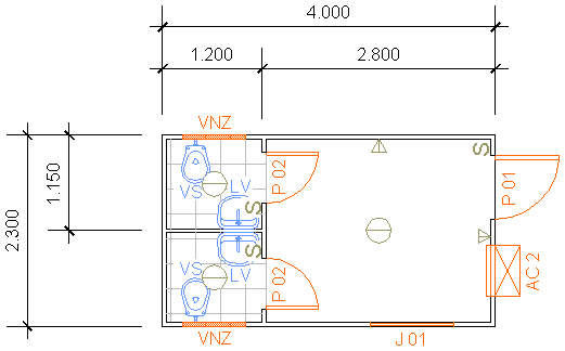 Containers Desmontáveis Fladafi - Modelo 4.200 I - Dois sanitários, dois lavatórios