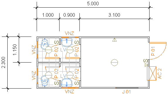 Containers Desmontáveis Fladafi - Modelo 5.200 AI - Dois sanitários, dois lavatórios