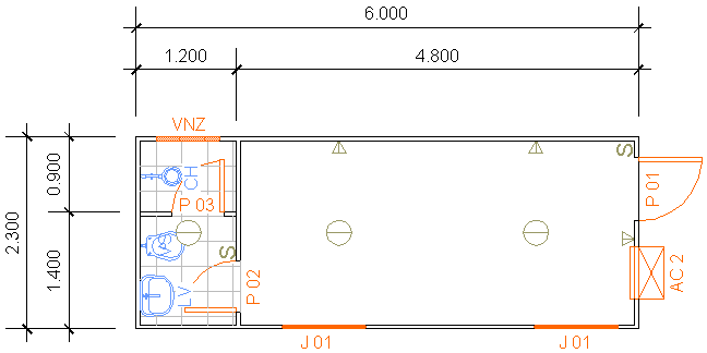 Containers Desmontáveis Fladafi - Modelo 6.101 B - Um sanitário, um chuveiro, um lavatório