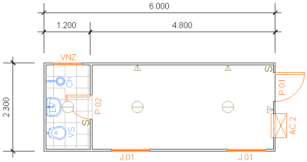 Containers Desmontáveis Fladafi - Modelo 6.101 - Um sanitário, um chuveiro, um lavatório