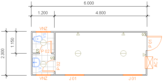 Containers Desmontáveis Fladafi - Modelo 6.100 A - Um sanitário, um lavatório