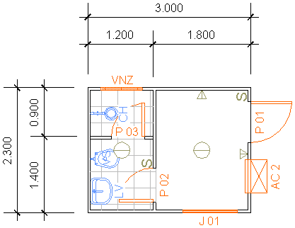 Containers Desmontáveis Fladafi - Modelo 3.101 A - Um sanitário, um chuveiro, um lavatório