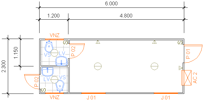 Containers Desmontáveis Fladafi - Modelo 6.200 EI - Dois sanitários, dois lavatórios