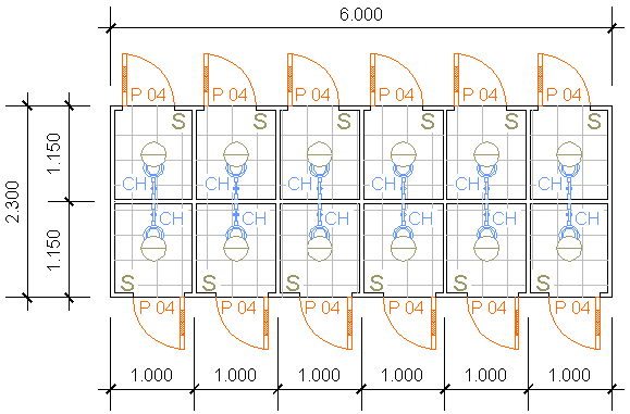 Containers Desmontáveis Fladafi - Modelo 6.012 E - Doze chuveiros