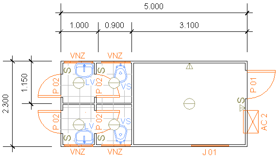 Containers Desmontáveis Fladafi - Modelo 5.200 AE - Dois sanitários, dois lavatórios