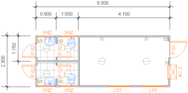 Containers Desmontáveis Fladafi - Modelo 6.200 AE - Dois sanitários, dois lavatórios