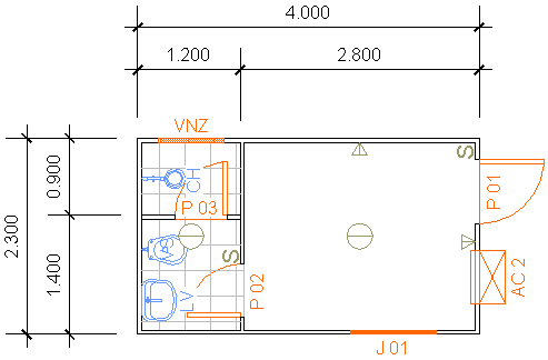 Containers Desmontáveis Fladafi - Modelo 4.101 A - Um sanitário, um lavatório, um chuveiro