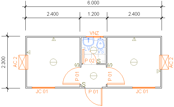 Containers Desmontáveis Fladafi - Modelo 6.100 DD - Um sanitário, um lavatório