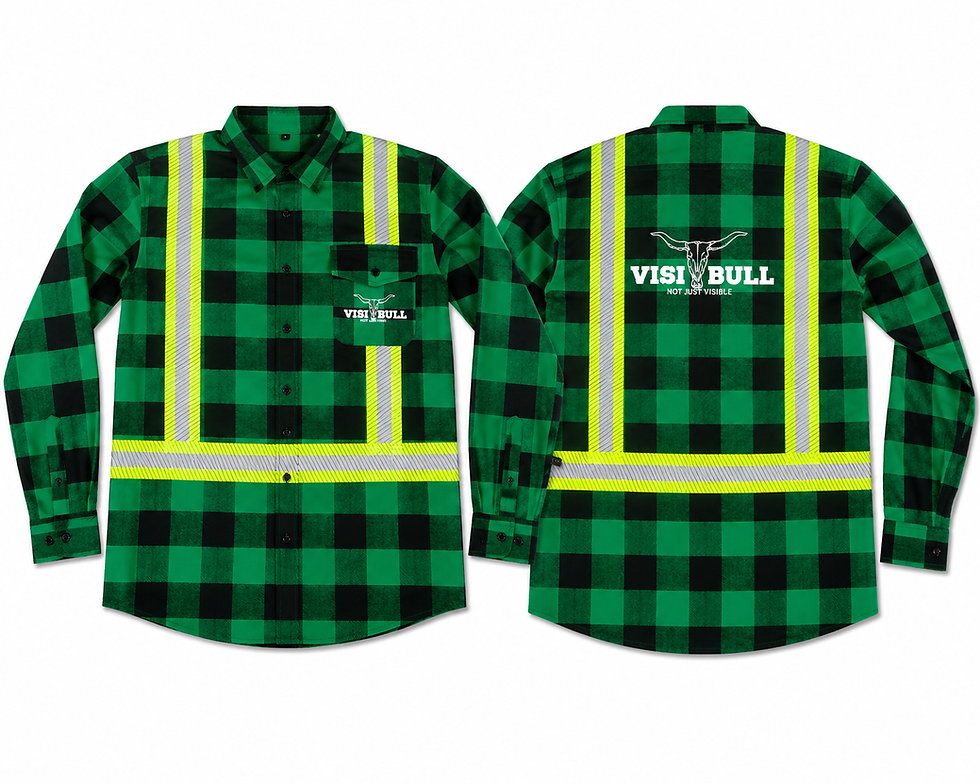 Thumbnail: Green/Black 2" Hi-Visibility Flannel LS