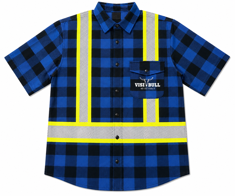 Thumbnail: 4" Reflective Short Sleeve Flannel Work Shirt