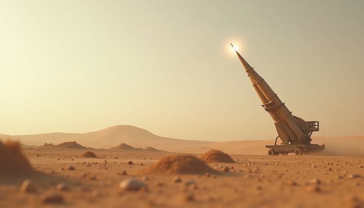 Eye-level view of a missile launch site in the Middle East
