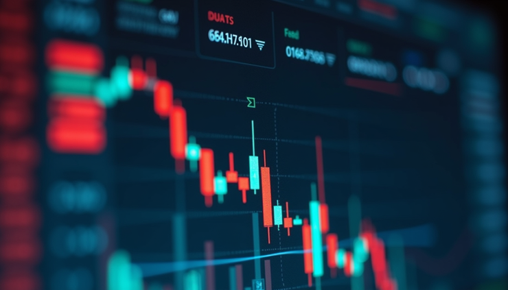 Eye-level view of a forex trading screen showing currency pairs and charts