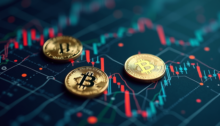 High angle view of a digital trading screen showing commodity-backed tokens