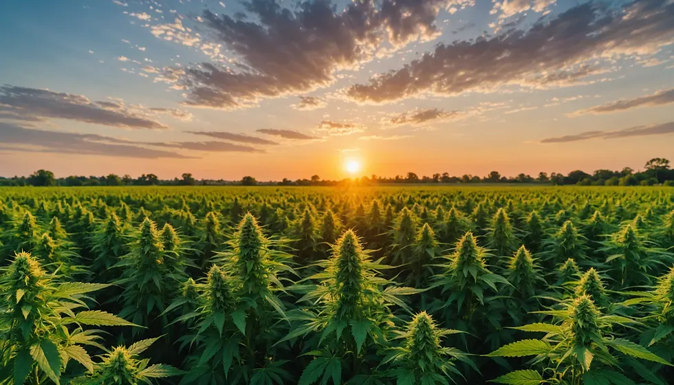 Cannabis growing in an outdoor field.