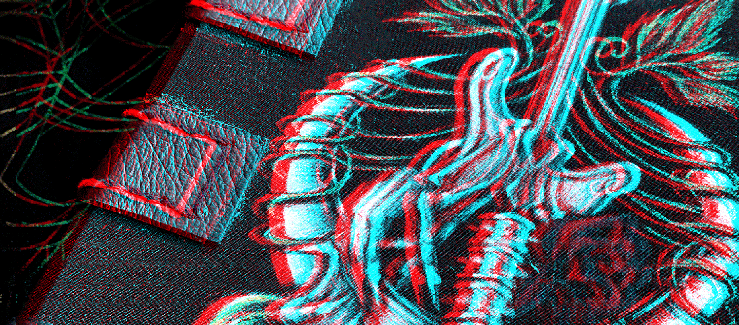 Bass guitar surrounded by bones and flowers