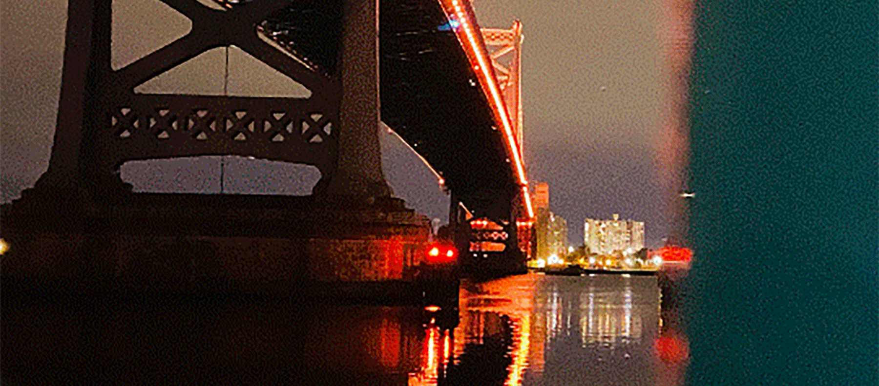 Under the Ben franklin bridge at night