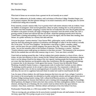 Open Letter to the President