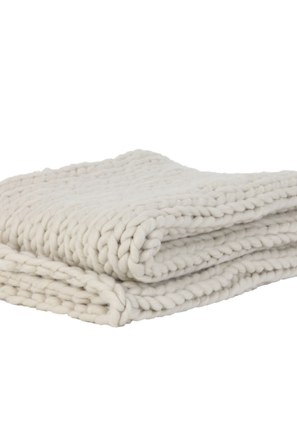 Plaid 152x127 cm KNITTED cream