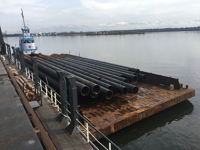barge with steel mono piles