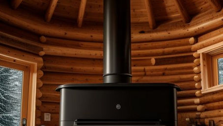 Kachel in rond houten gebouw