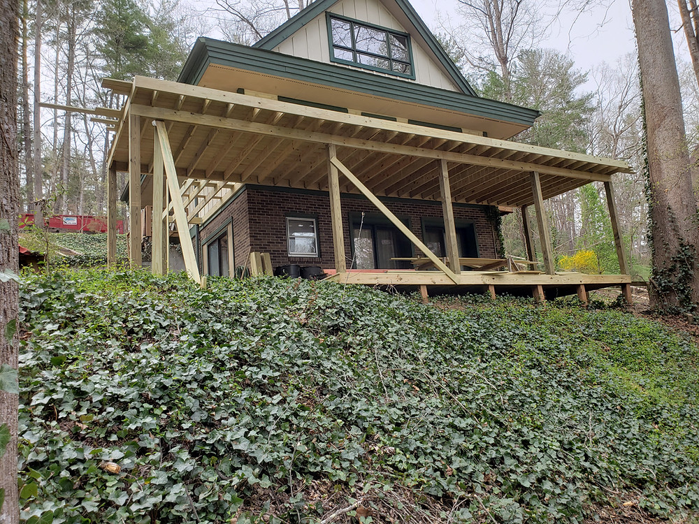 New deck installation at Life is Good Cabin on Lake James
