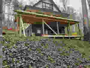 New deck installation at Life is Good Cabin on Lake James