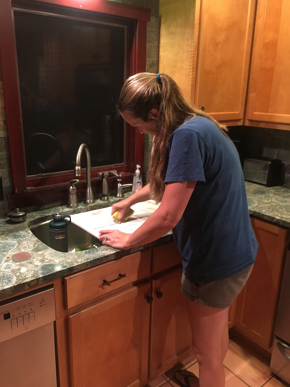 Scrubbing the grill