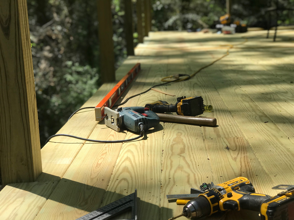 Tools scattered on the deck