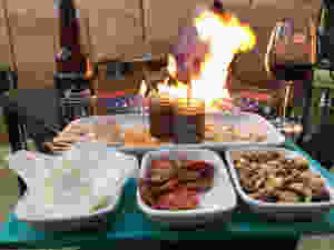 Snacks set out in from the new fire pit
