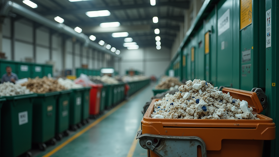 Close-up view of a waste sorting station