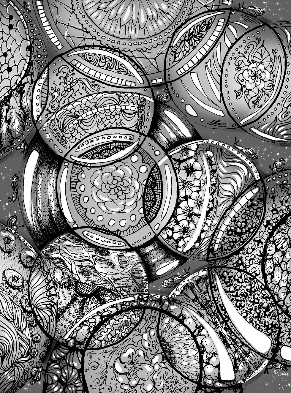 "Snail Bubbles" August 2025. Created originally with ink pens and shaded using Krita (a digital art program).