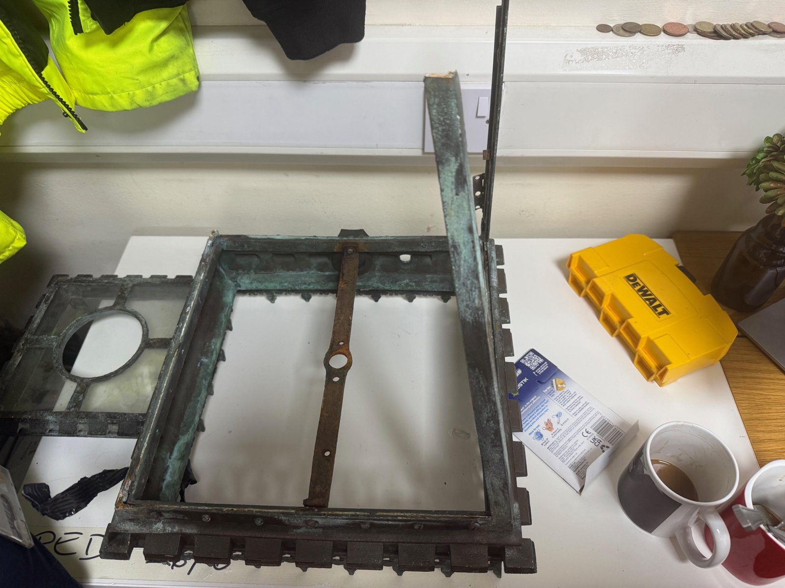 Lantern glazing frame showing age and patina