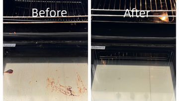 Before and after oven cleaning during end of lease cleaning in Chadstone rental property.