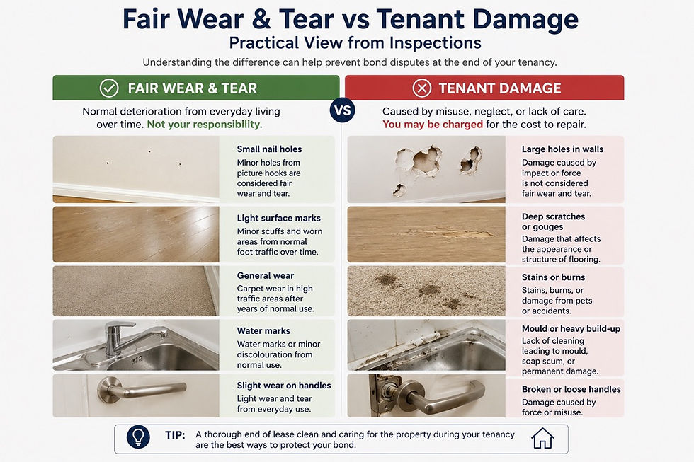 Fair wear and tear vs tenant damage examples in Melbourne rental properties