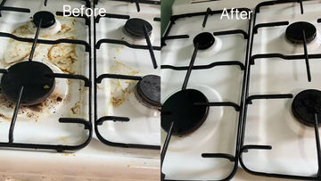 Stovetop cleaning before and after during end of lease cleaning in Keysborough Melbourne
