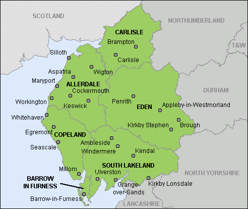 Map of cumbria showing areas our installations cover