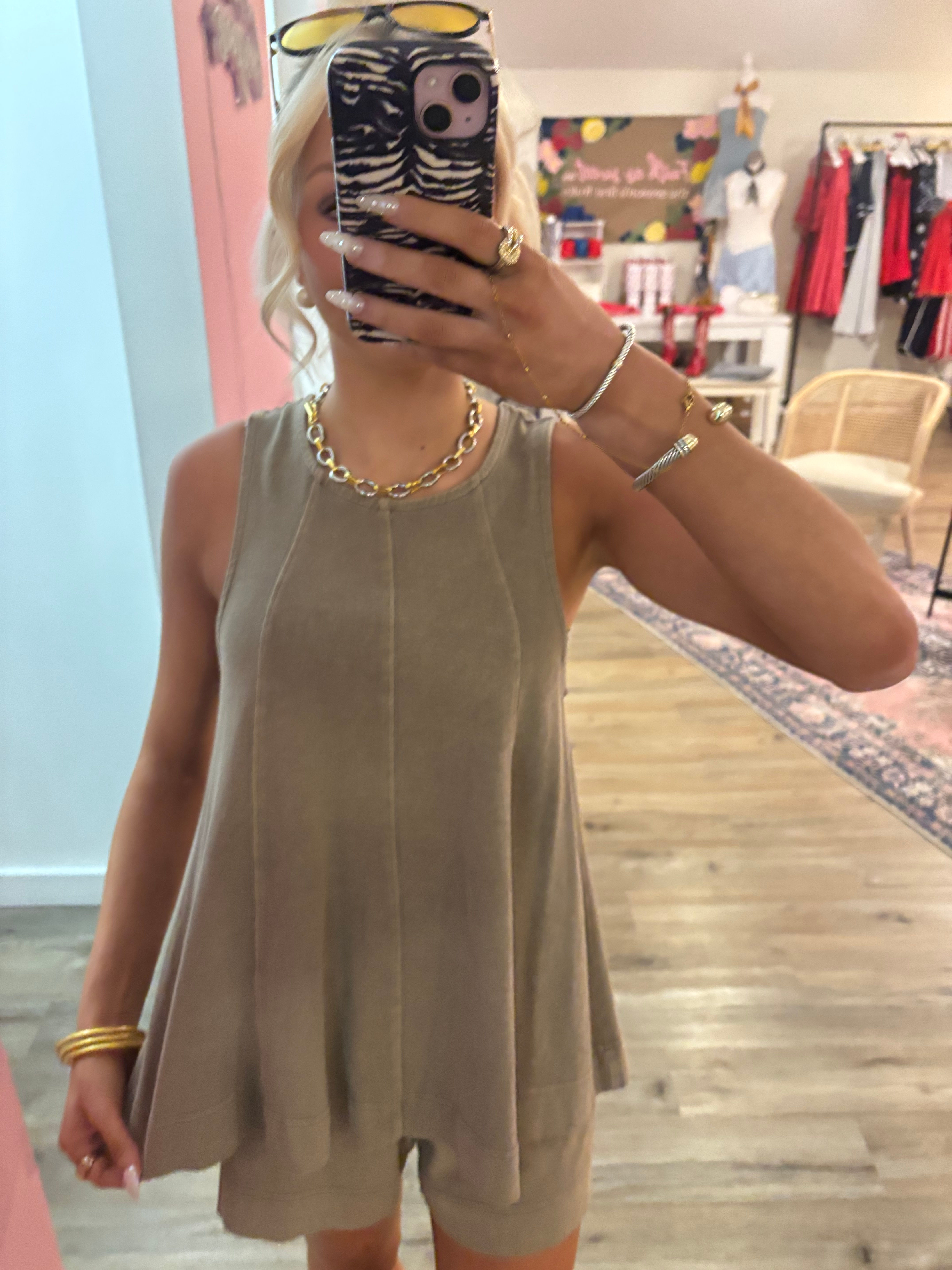 Sleeveless Round Neck Top & Shorts