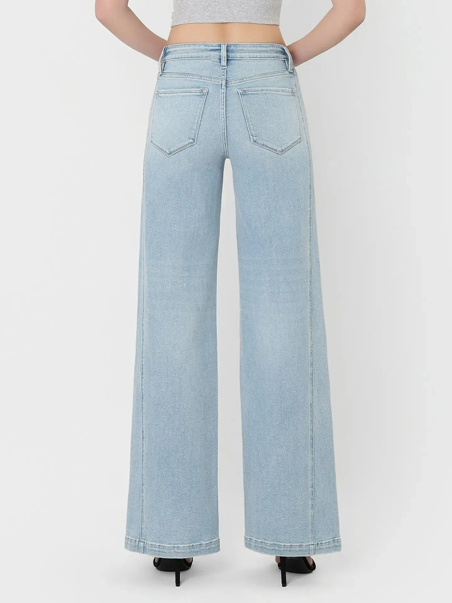 High Rise Side Panel W/Trouser Hem Wide Leg